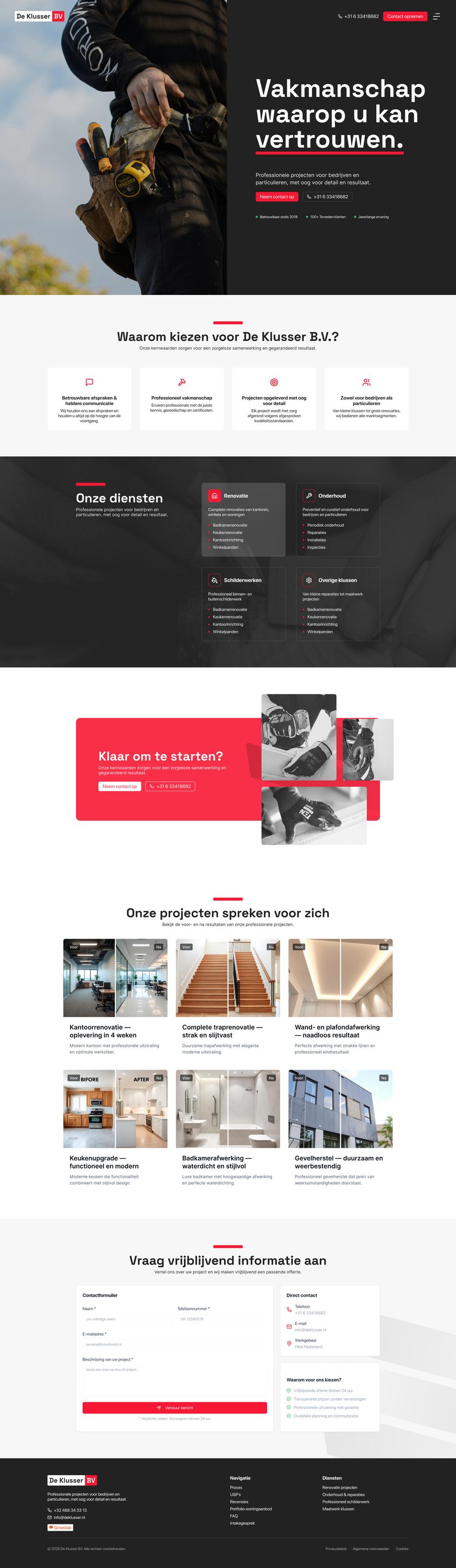 Website van De Klusser BV