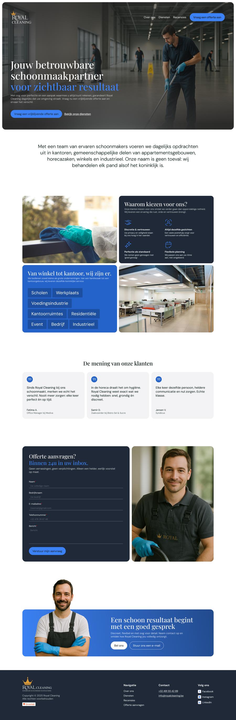 Website van Royal Cleaning
